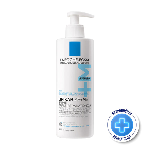 La Roche-Posay LIPIKAR BAUME AP+MAX Balzam s trostrukim djelovanjem za iznimno suhu kožu sklonu atopijskom ekcemu, 400 ml