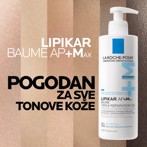 La Roche-Posay LIPIKAR BAUME AP+MAX Balzam s trostrukim djelovanjem za iznimno suhu kožu sklonu atopijskom ekcemu, 400 ml