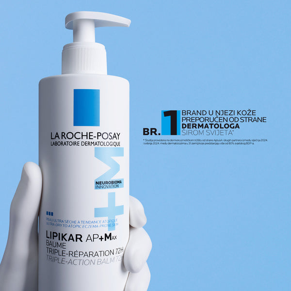 La Roche-Posay LIPIKAR BAUME AP+MAX Balzam s trostrukim djelovanjem za iznimno suhu kožu sklonu atopijskom ekcemu, 400 ml