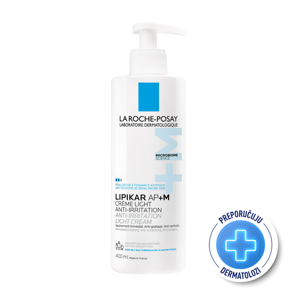 La Roche-Posay LIPIKAR Baume Light AP+M Balzam za nadopunu lipida protiv nadraženosti i svrbeža, pogodno za djecu i odrasle, 400 ml