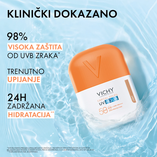 Vichy Capital Soleil UV AQUA Light tonirani hidracijski fluid SPF50 visoka zaštita 50 ml