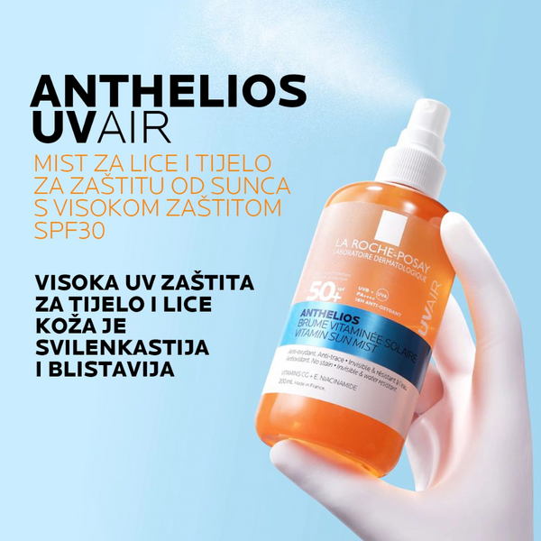 La Roche-Posay Anthelios Mist za lice i tijelo za zaštitu od sunca s visokom zaštitom SPF30, 200 ml