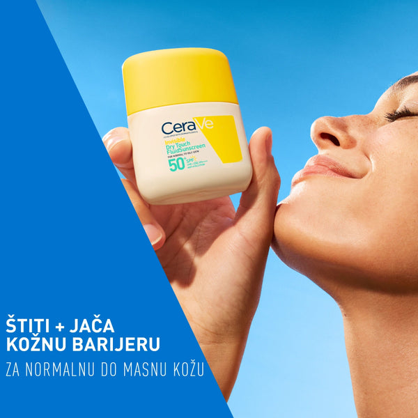 CeraVe Nevidljivi „Dry Touch” fluid za zaštitu od sunca SPF50+ vrlo visoka zaštita 50 ml