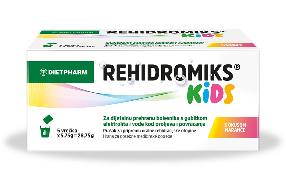 Dietpharm Rehidromiks Kids prašak s okusom naranče, dodatak prehrani