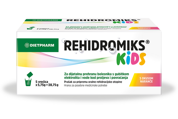 Dietpharm Rehidromiks Kids prašak s okusom naranče, dodatak prehrani