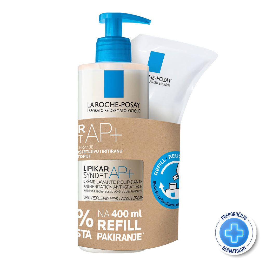 La Roche-Posay LIPIKAR SYNDET AP+ Kremasti gel za tuširanje protiv nadraženosti i svrbeža, 400 ml + REFILL PAKIRANJE, 400 ml