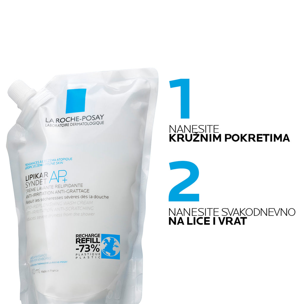 La Roche-Posay LIPIKAR SYNDET AP+ Kremasti gel za tuširanje protiv nadraženosti i svrbeža, 400 ml + REFILL PAKIRANJE, 400 ml