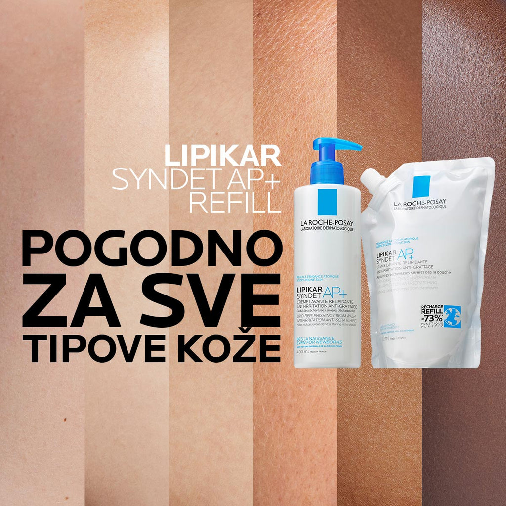 La Roche-Posay LIPIKAR SYNDET AP+ Kremasti gel za tuširanje protiv nadraženosti i svrbeža, 400 ml + REFILL PAKIRANJE, 400 ml