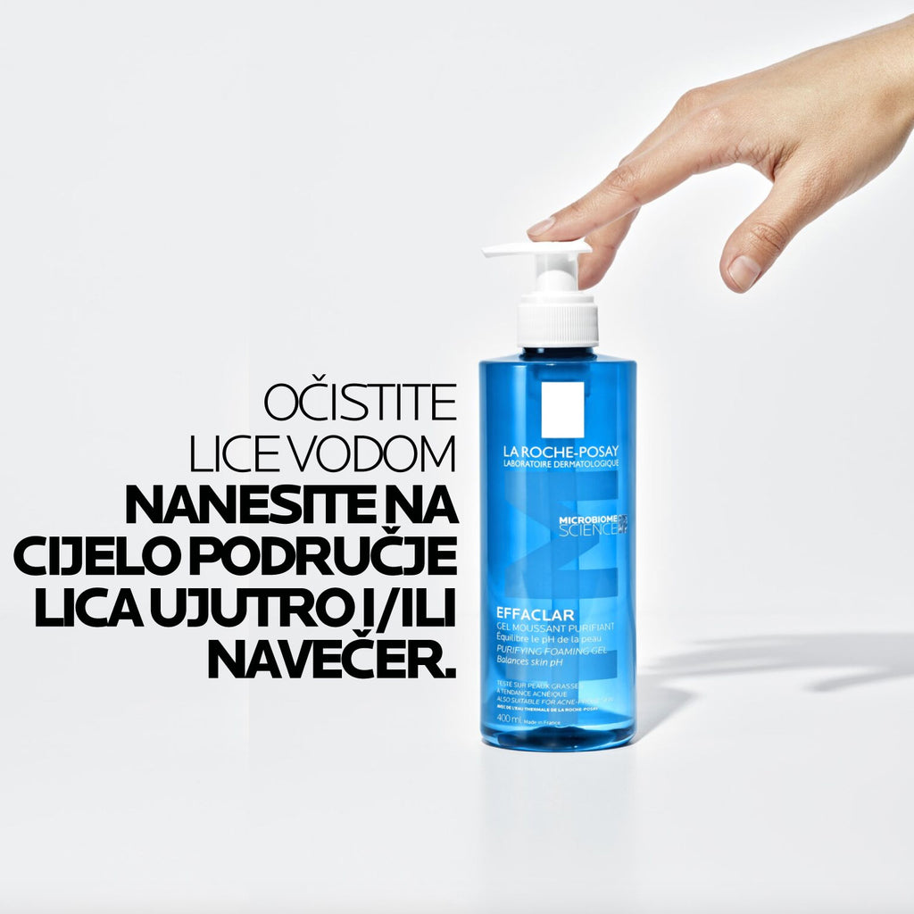 La Roche-Posay EFFACLAR Pjenušavi gel za čišćenje masne, osjetljive kože sklone aknama, 400 ml + REFILL PAKIRANJE 400 ml