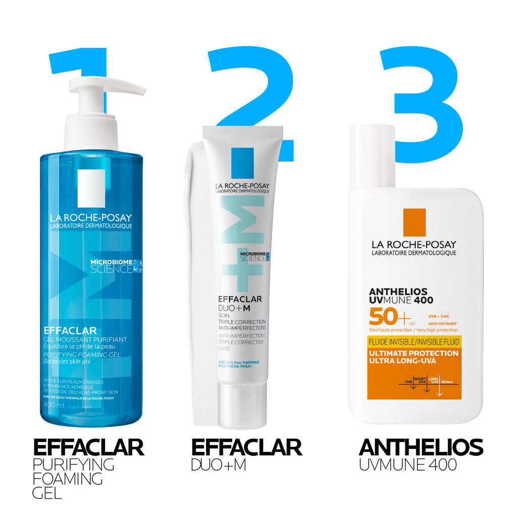 La Roche-Posay EFFACLAR DUO+M Trostruka korektivna njega protiv nepravilnosti masne kože i začepljenih pora, 40 ml + EFFACLAR Pjenušavi gel za čišćenje masne, osjetljive kože sklone aknama, 200 ml