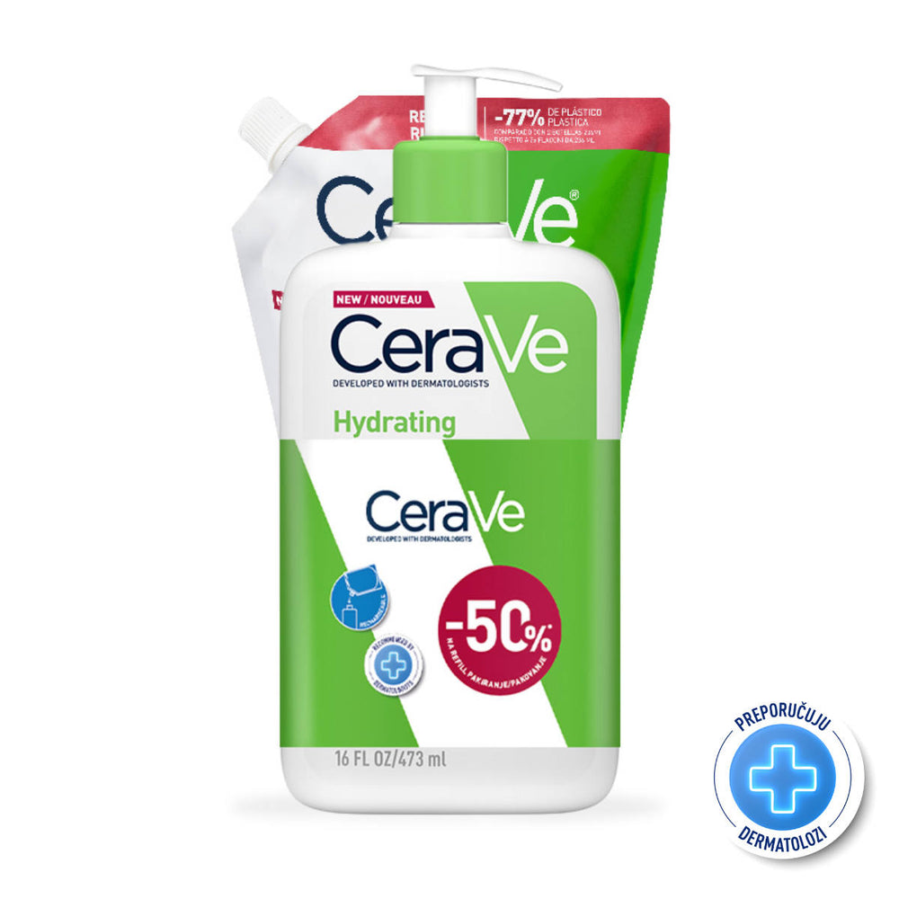 CeraVe Hidratantna emulzija za čišćenje za normalnu do suhu kožu 473 ml +REFILL 473 ml
