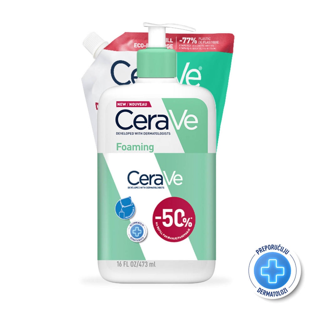 CeraVe Pjenušavi gel za čišćenje za normalnu do masnu kožu 473 ml + REFILL 473 ml