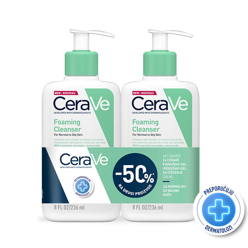 CeraVe Pjenušavi gel za čišćenje za normalnu do masnu kožu 236 ml DUO
