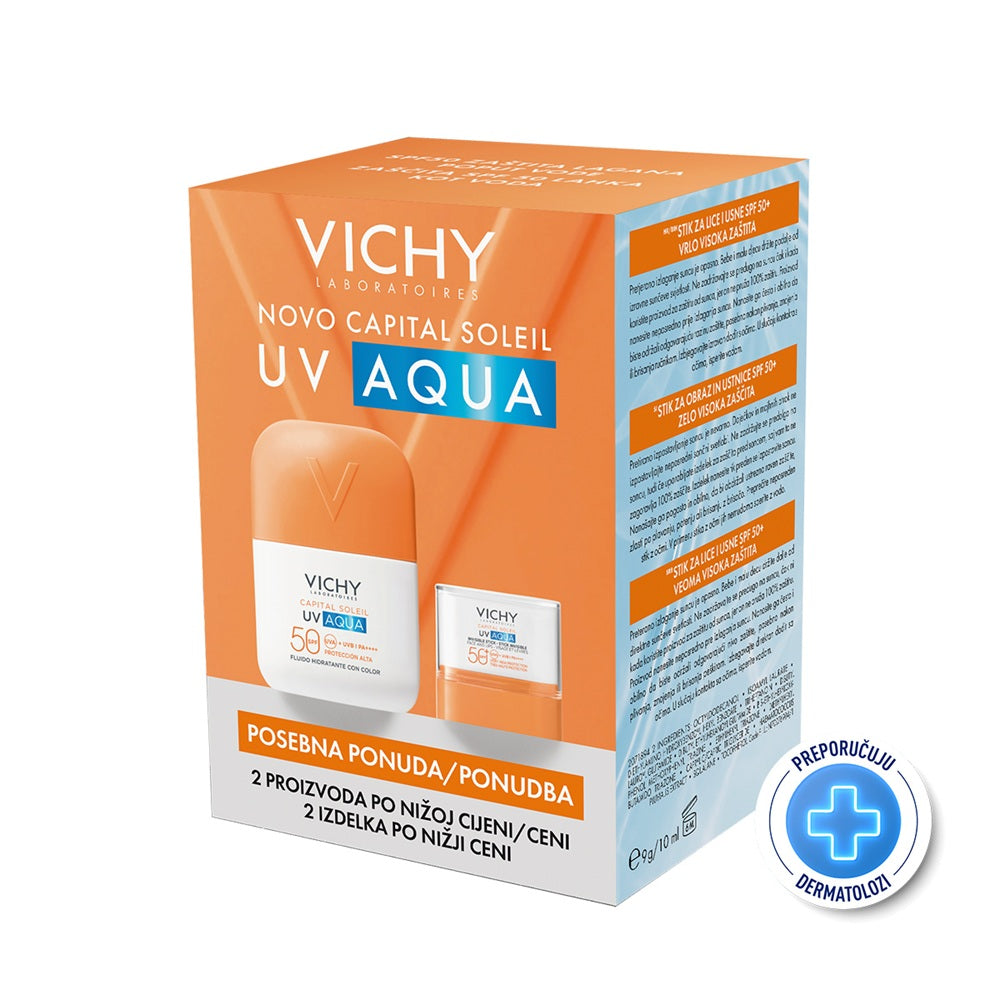 Vichy Capital Soleil UV AQUA FLUID SPF50 i UV AQUA Stik SPF50+ PROMO PAKET