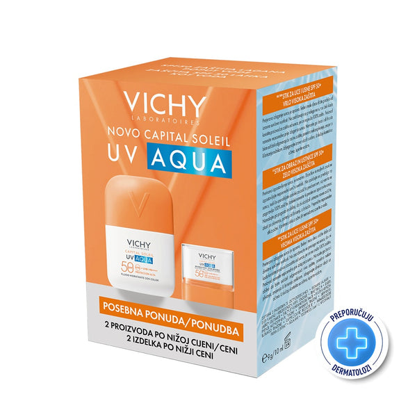 Vichy Capital Soleil UV AQUA FLUID SPF50 i UV AQUA Stik SPF50+ PROMO PAKET