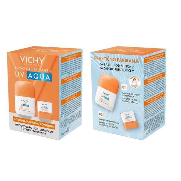 Vichy Capital Soleil UV AQUA FLUID SPF50 i UV AQUA Stik SPF50+ PROMO PAKET