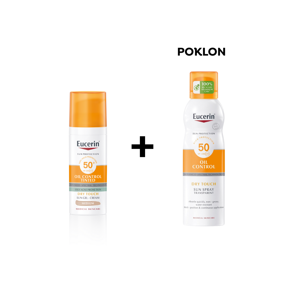 Eucerin Oil Control gel krema za zaštitu kože lica od sunca, srednje tamna nijansa SPF50+ 50 ml (ROK:31.03.2026.)