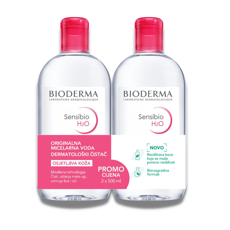 Bioderma Sensibio H2O micelarna voda rPET 500 ml DUO PACK