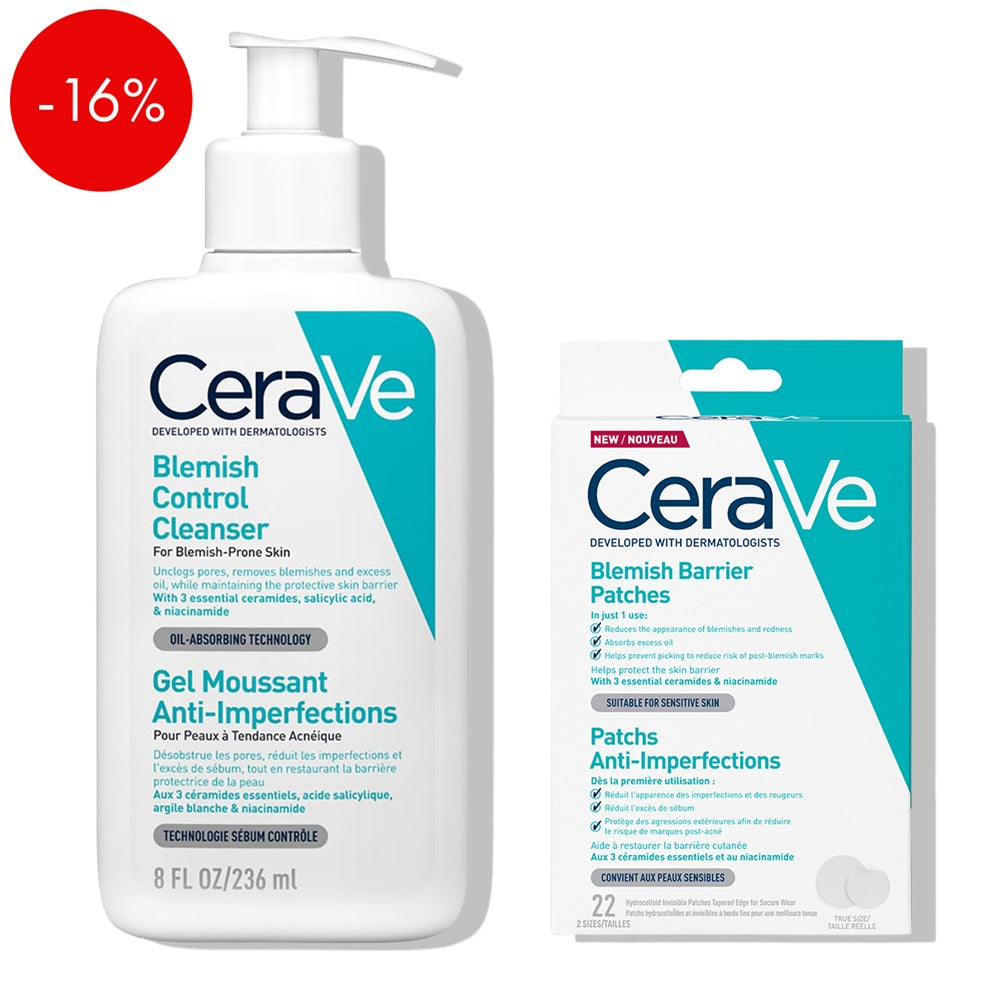 CeraVe SOS rutina za smanjenje akni i nepravilnosti (gel za čišćenje + flasteri)
