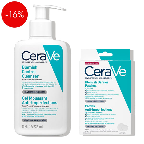 CeraVe SOS rutina za smanjenje akni i nepravilnosti (gel za čišćenje + flasteri)
