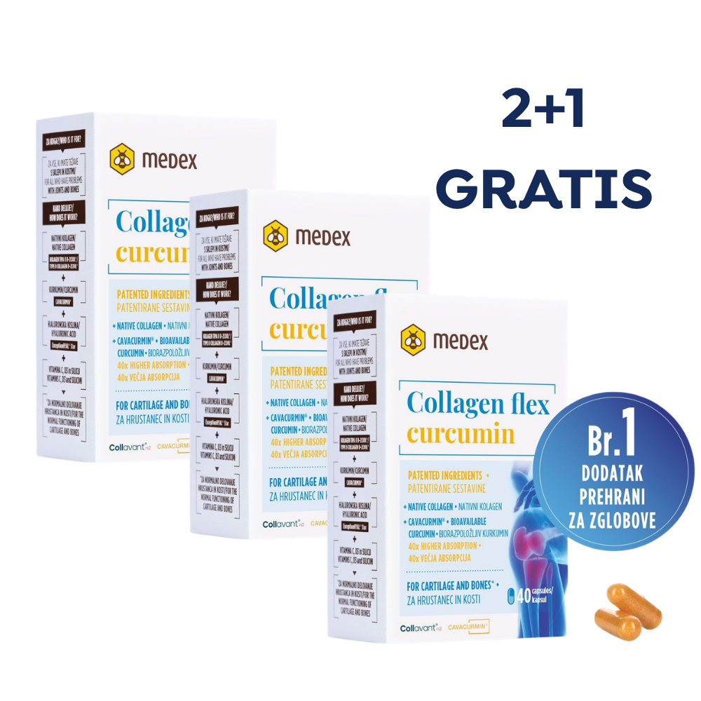 Medex Kolagenflex kurkumin 40 kapsula, dodatak prehrani 2+1 GRATIS