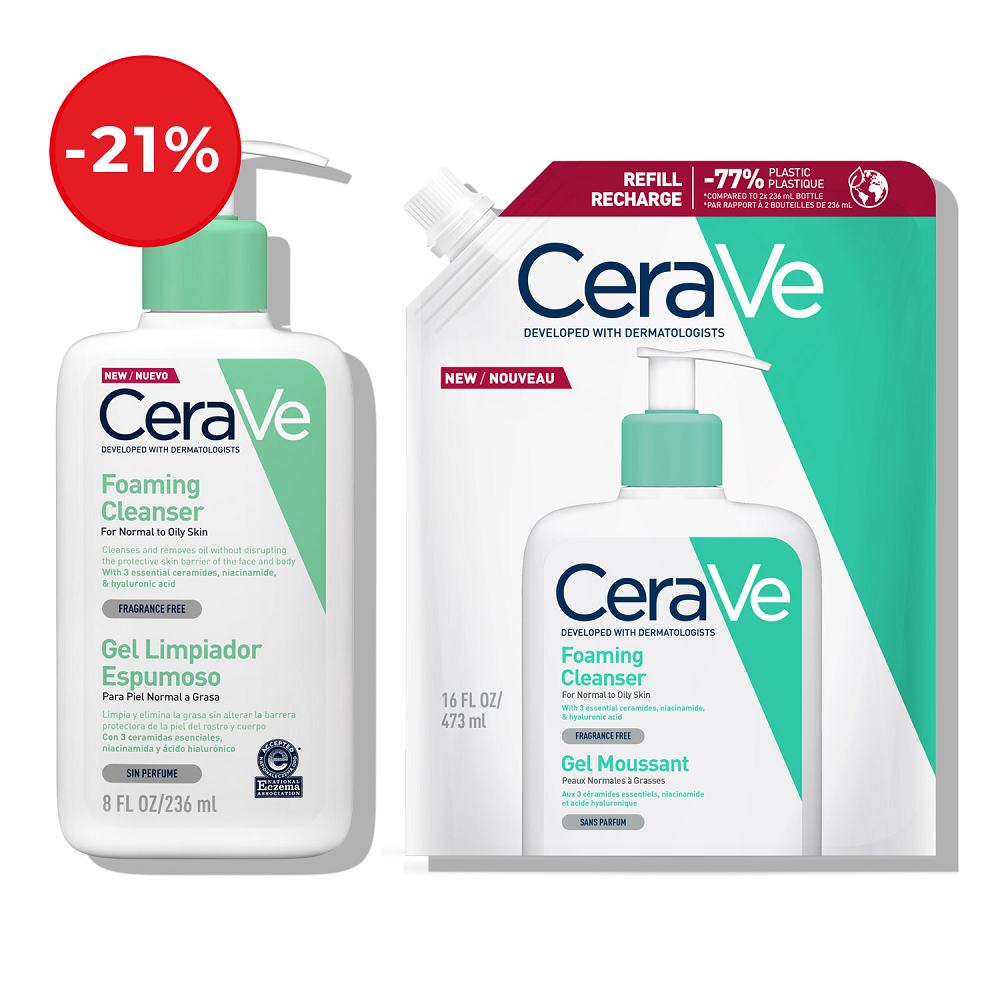 CeraVe Pjenušava emulzija + eko pakiranje za čišćenje za normalne do mješovite kože