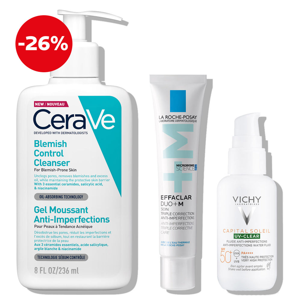 Rutina protiv nepravilnosti preporučena od strane dermatologa; La Roche Posay Effaclar + CeraVe Blemish Control + Vichy Capital Soleil