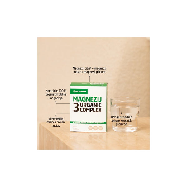 Dietpharm Magnezij 3 Organic Complex 60 kapsula, dodatak prehrani