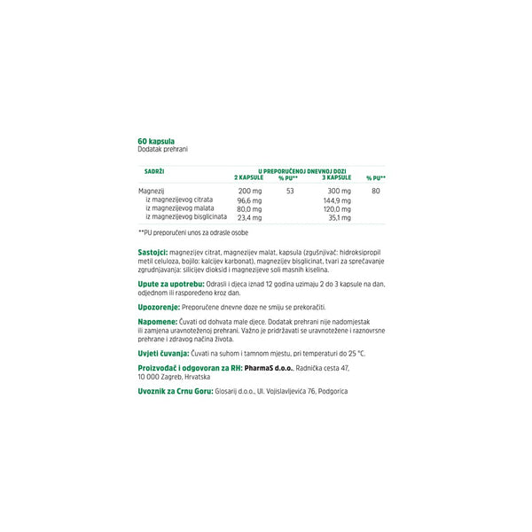 Dietpharm Magnezij 3 Organic Complex 60 kapsula, dodatak prehrani