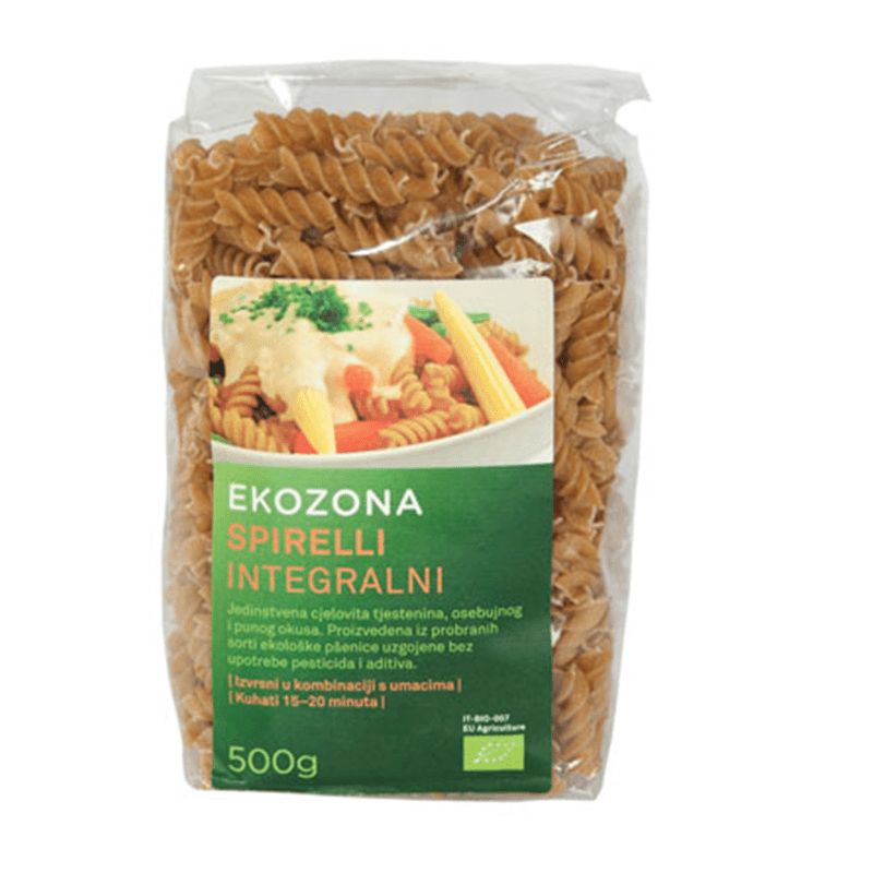 Ekozona Tjestenina integralna spirelli 500g