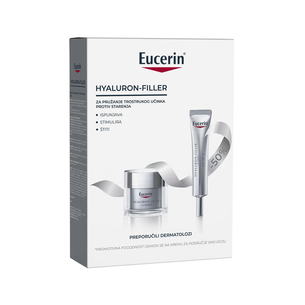Eucerin Hyaluron-Filler 3x EFFECT PAKET noćna krema + krema za područje oko očiju