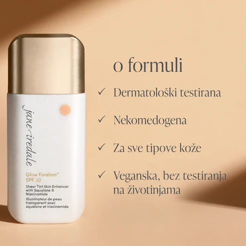 Jane Iredale Glow Fixation Sheer Tint SPF30 tonirani fluid nijansa 4- Medium to Medium Dark