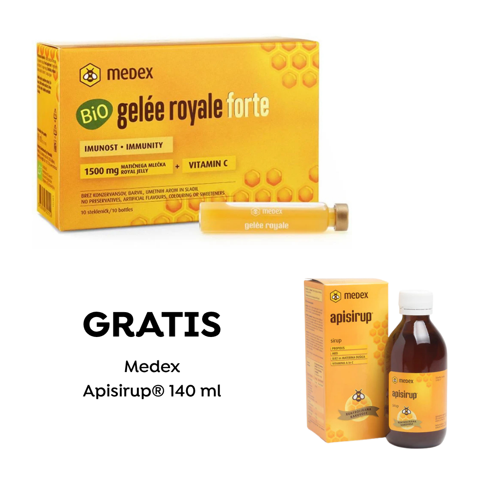 Medex Gelée royale forte ampule 10 bočica x 9 ml, dodatak prehrani GRATIS Medex Apisirup 140ml