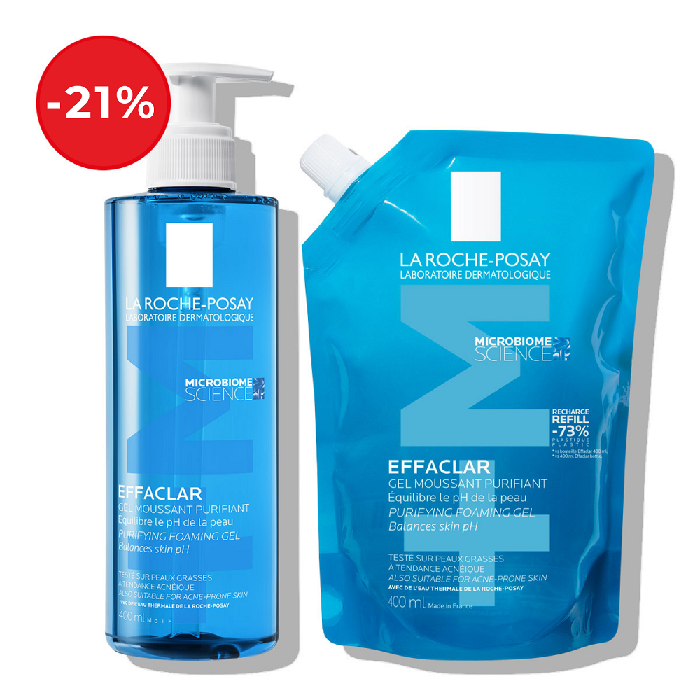 La Roche-Posay EFFACLAR pjenušavi gel + eko punjenje za kožu sklonu aknama i nepravilnostima
