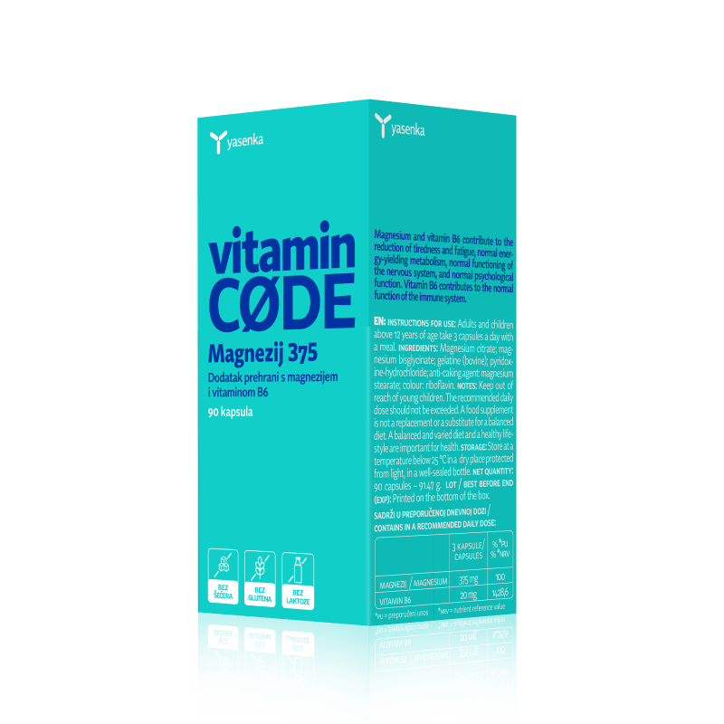 Yasenka Vitamin CODE Magnezij 375 90 kapsula