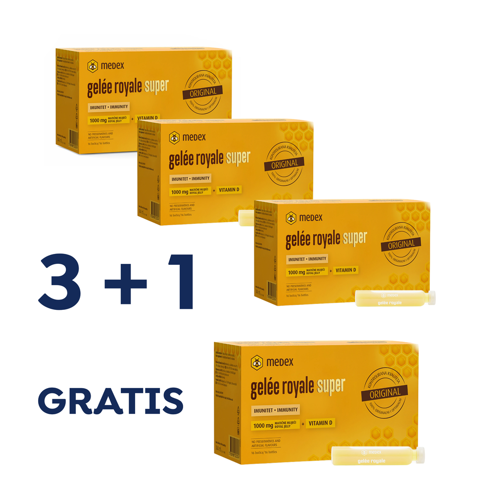Medex Gelée royale super 1000 mg + Vitamin D 16 x 9 ml, dodatak prehrani 3+1 GRATIS
