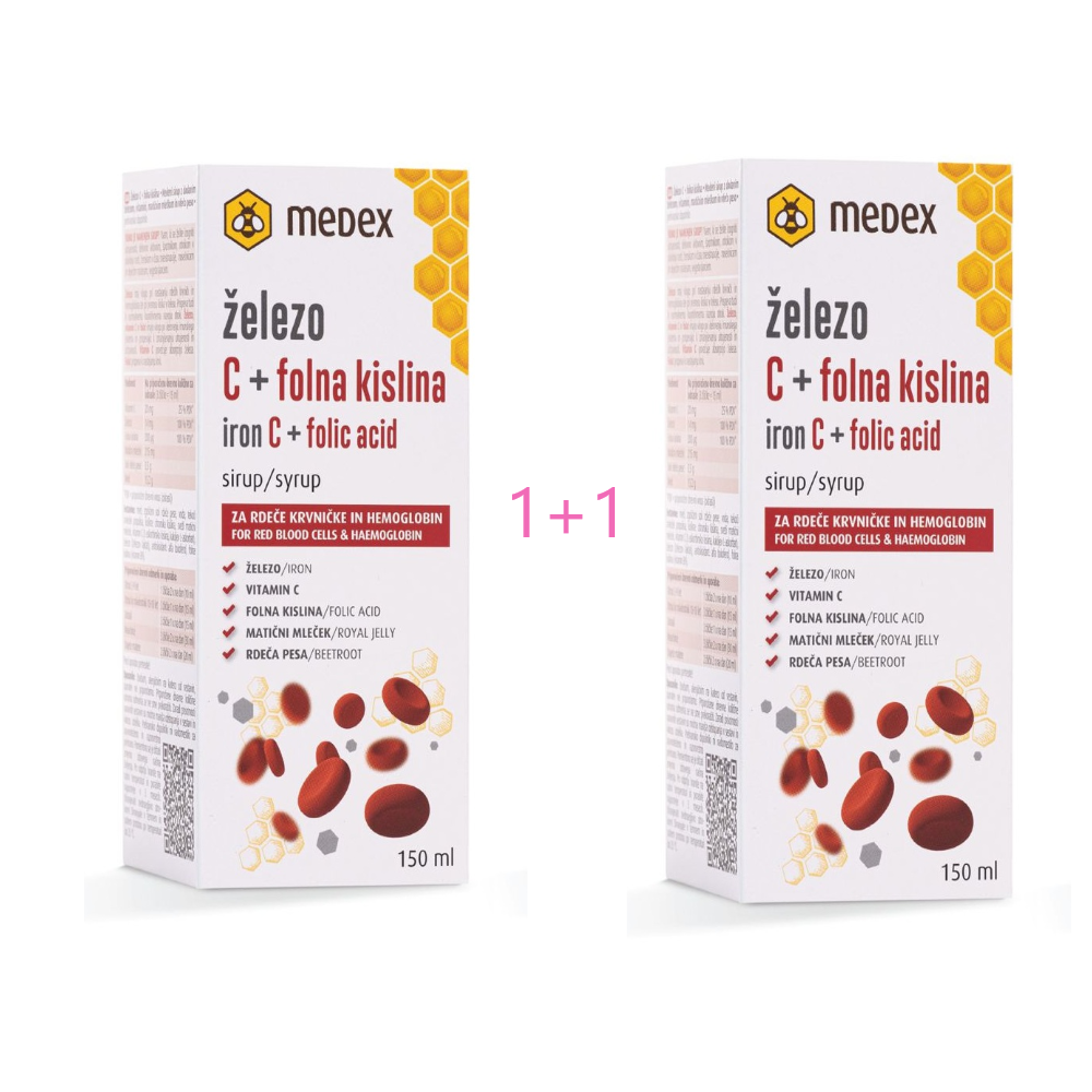 Medex sirup željezo s vitaminom C i folnom kiselinom 150 ml 1+1 GRATIS