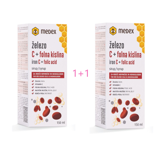 Medex sirup željezo s vitaminom C i folnom kiselinom 150 ml 1+1 GRATIS