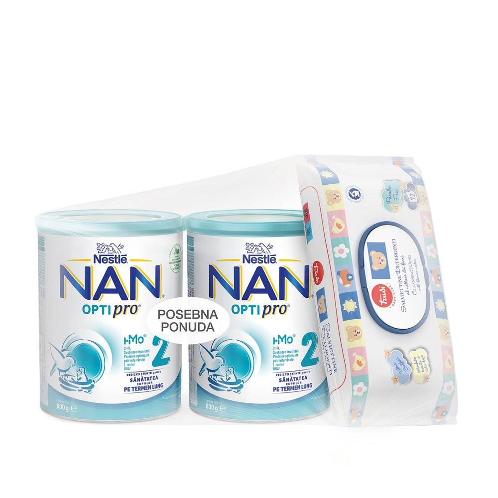 Nestle NAN Optipro 2 (6-12 mj) 2x800 g+GRATIS Trudi vlažne maramice 72 komada