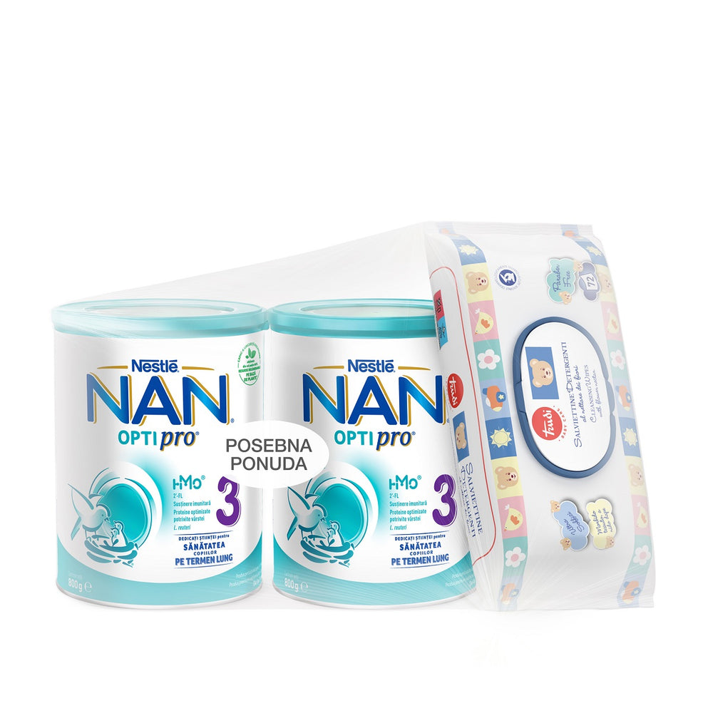 Nestle NAN Optipro 3 (12-24 mj) 2x800 g+GRATIS Trudi vlažne maramice 72 komada