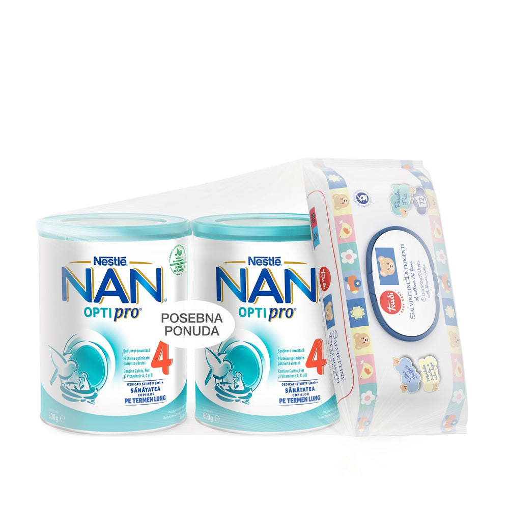 Nestle NAN Optipro 4 (24 mj+) 2x800 g+GRATIS Trudi vlažne maramice 72 komada
