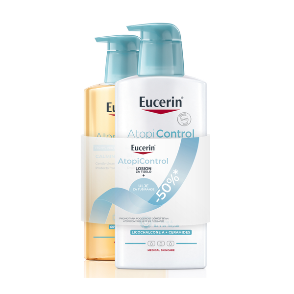 Eucerin AtopiControl umirujući losion za tijelo+ulje za tuširanje PROMO