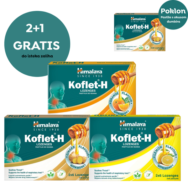 Himalaya Koflet-H pastile s okusom limuna 12 pastila, dodatak prehrani