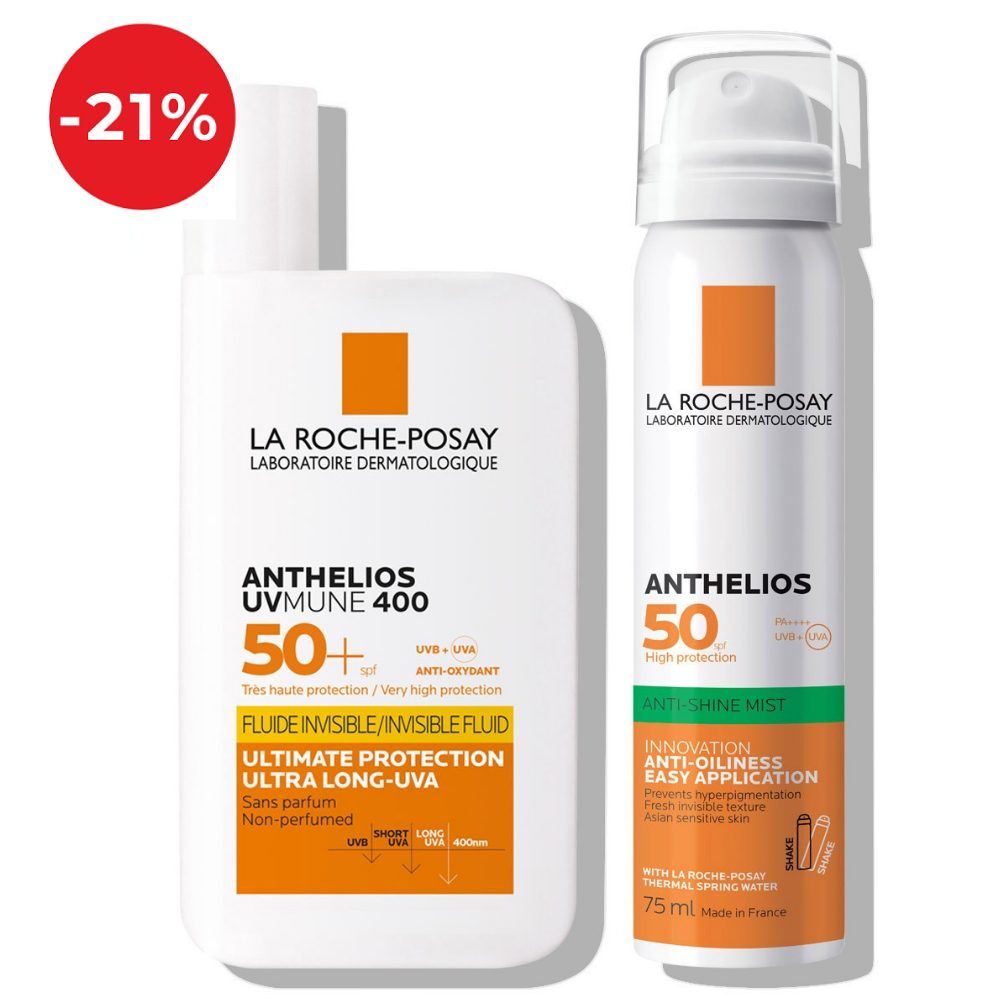 La Roche-Posay Anthelios Duo za zaštitu od sunca; Ujutro + ponovno nanošenje