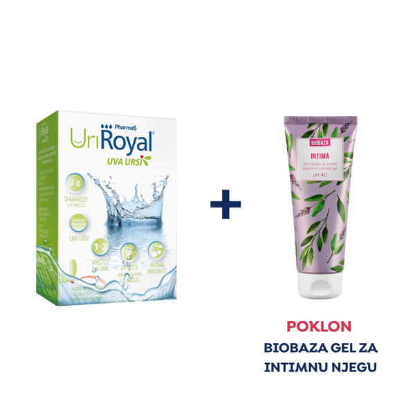 Pharmas Uriroyal Uva Ursi 10 vrećica, dodatak prehrani POKLON Biobaza gel za intimnu njegu