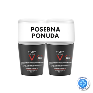 Vichy HOMME Antiperspirant deo roll-on za zaštitu od znojenja do 72h 2x50 ml PROMO