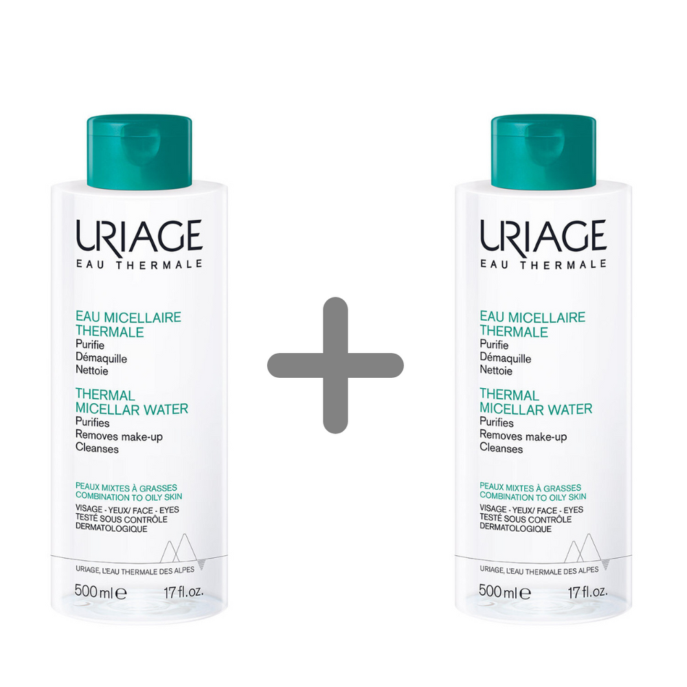 Uriage Micelarna voda za čišćenje mješovite/masne kože 500 ml 1+1 GRATIS