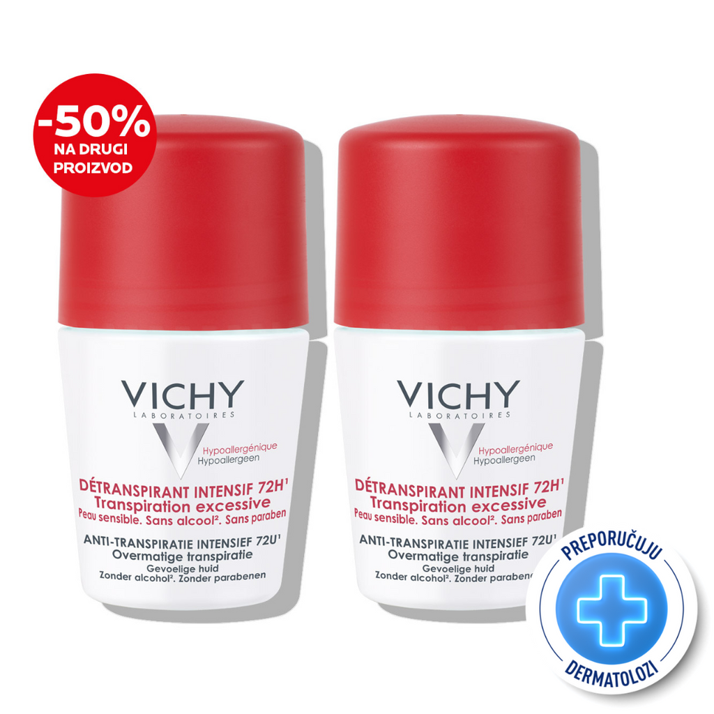 Vichy Deo-Duo paket:Anti-stres roll-on dezodorans protiv prekomjernog znojenja do 72h