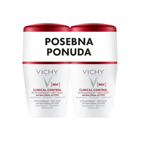 Vichy Deo-Duo Roll-on CLINICAL CONTROL dezodorans, testiran za kontrolu prekomjernog znojenja do 96h 2x50 ml PROMO