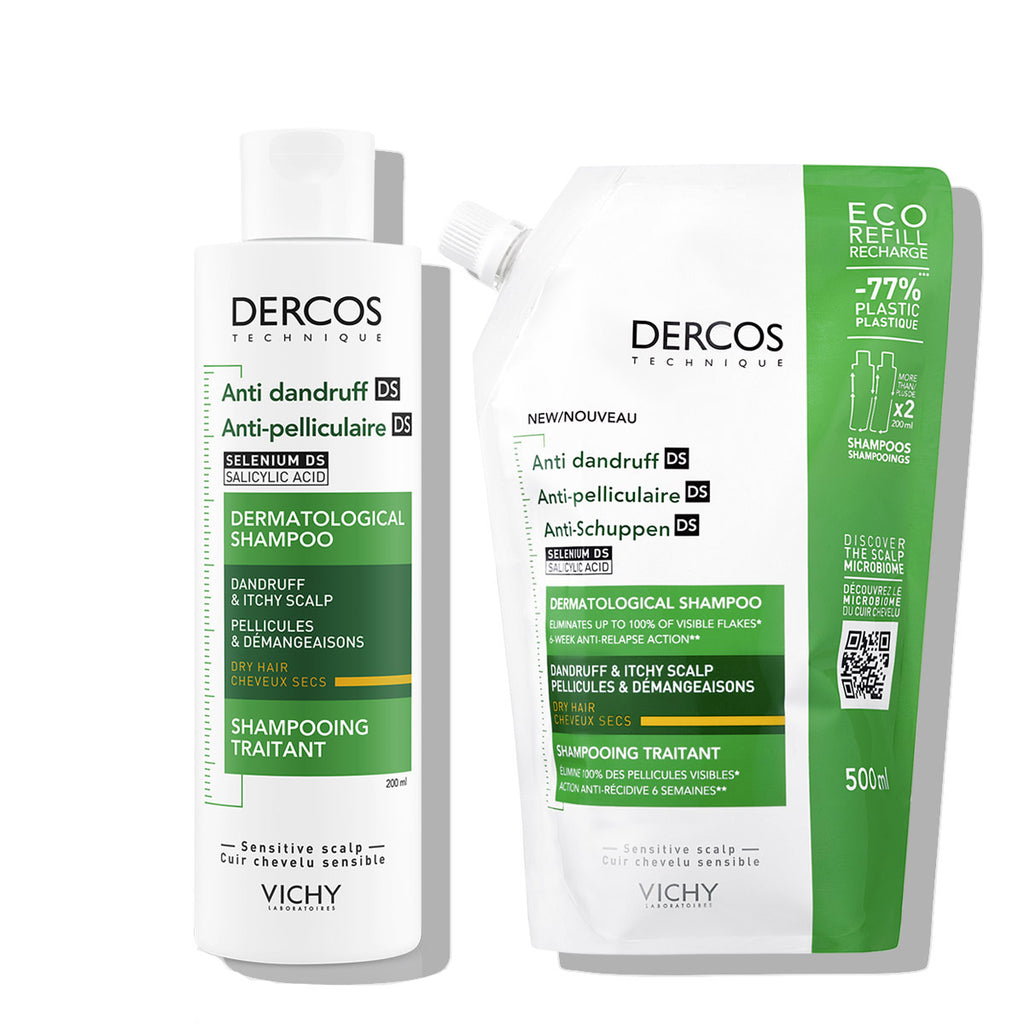 Vichy DERCOS šampon protiv prhuti za suho vlasište  + eko punjenje za suho vlasište